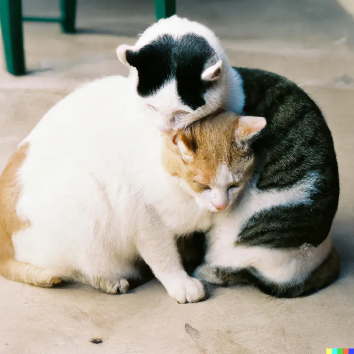 koty przytulają się